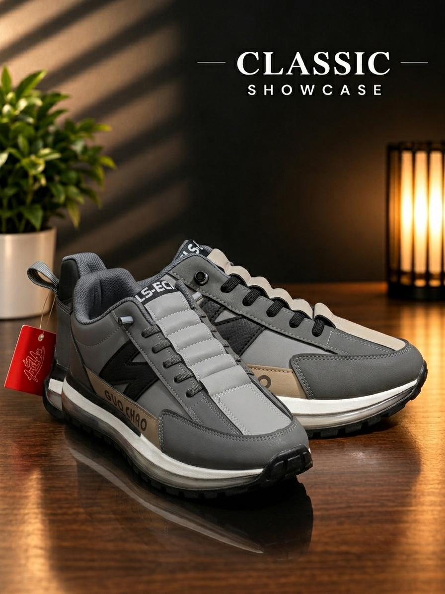 Men’s Grey Casual Sneakers | Premium Stylish Shoes | AURA Wear